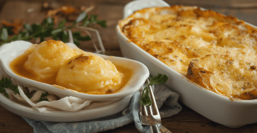 What is the difference between scalloped potatoes and au gratin potatoes?