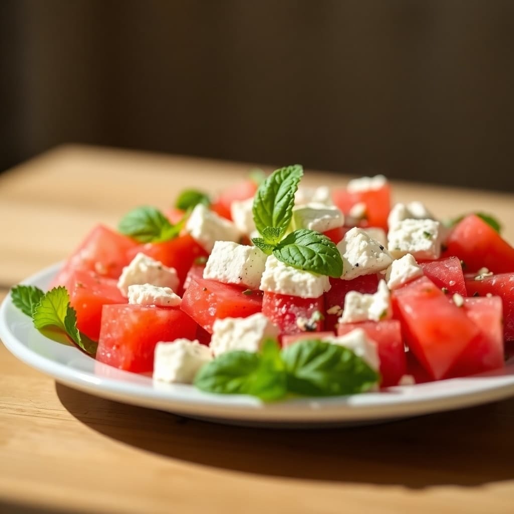 A light and refreshing watermelon and feta salad, perfect for summer.
