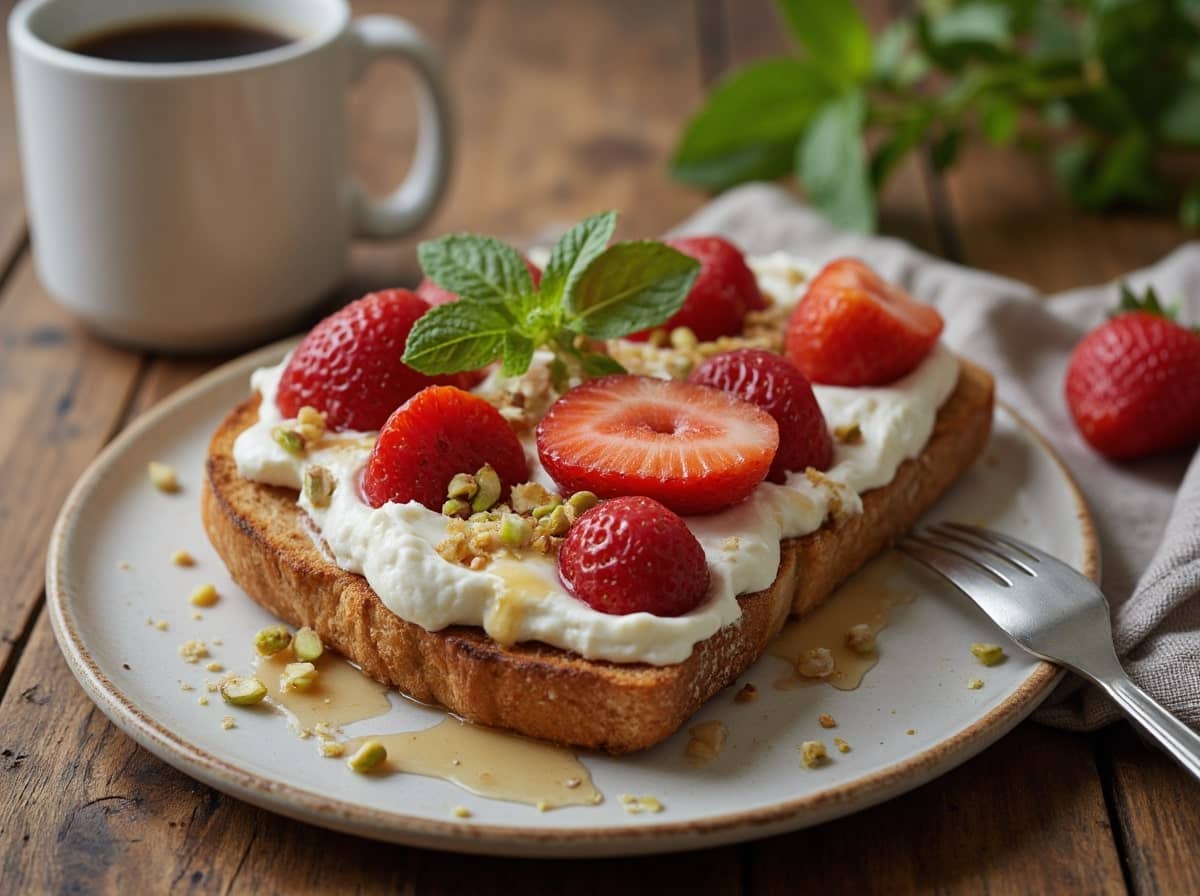 Roasted Strawberry Whipped Ricotta Toast