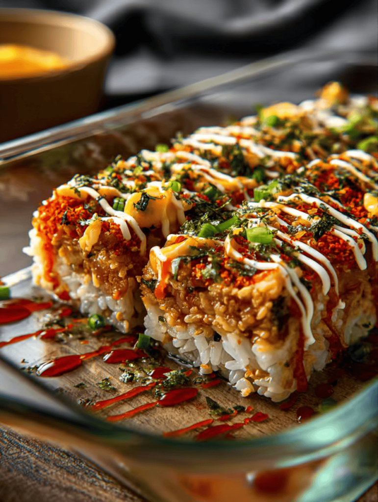 Easy Spicy Salmon Sushi Bake