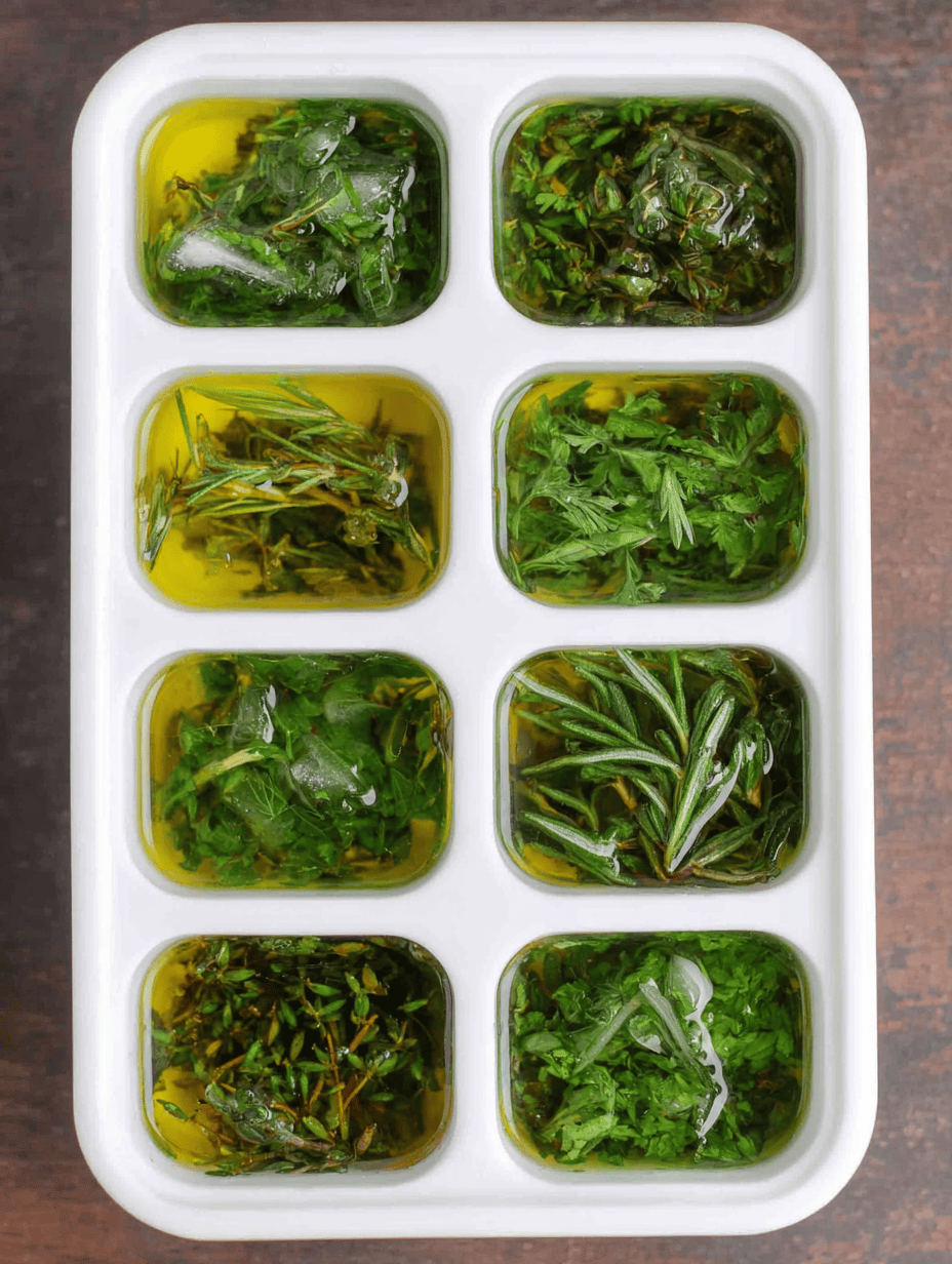Freeze Herbs In Olive Oil Cubes