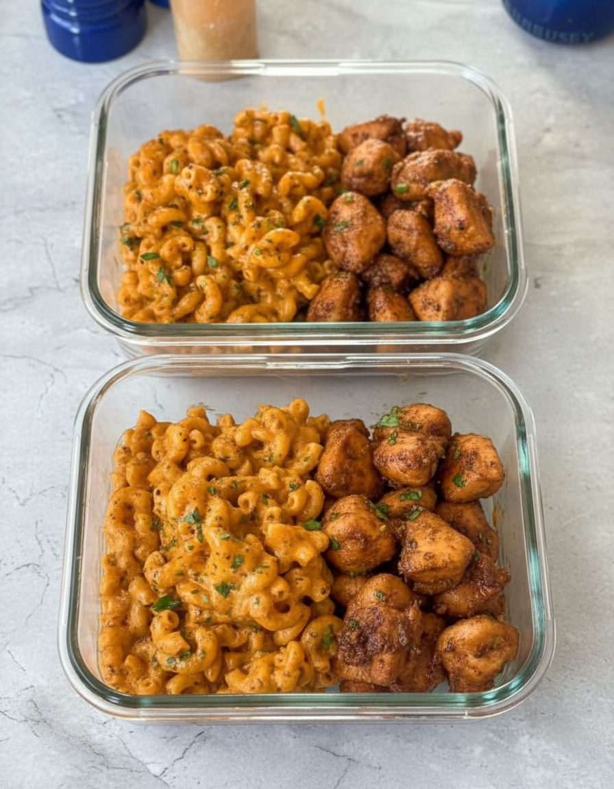 High Protein Mini Honey Bbq Chicken Mac & Cheese