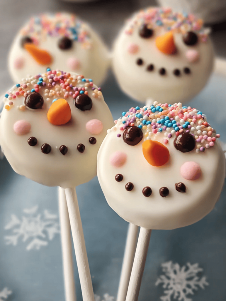 No Bake Snowman Oreo Pops