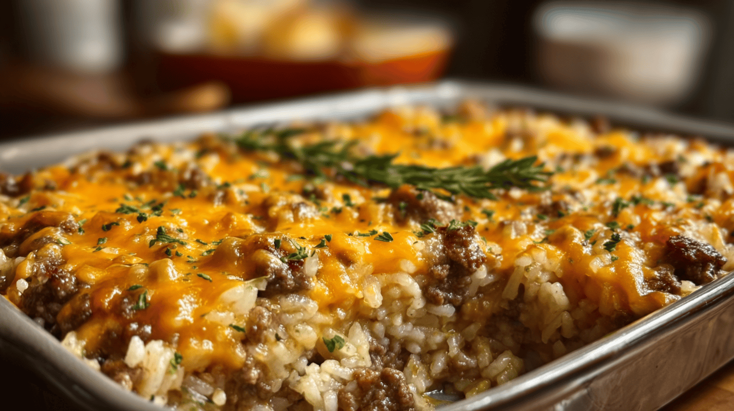 Cheesy Hamburger Rice Casserole