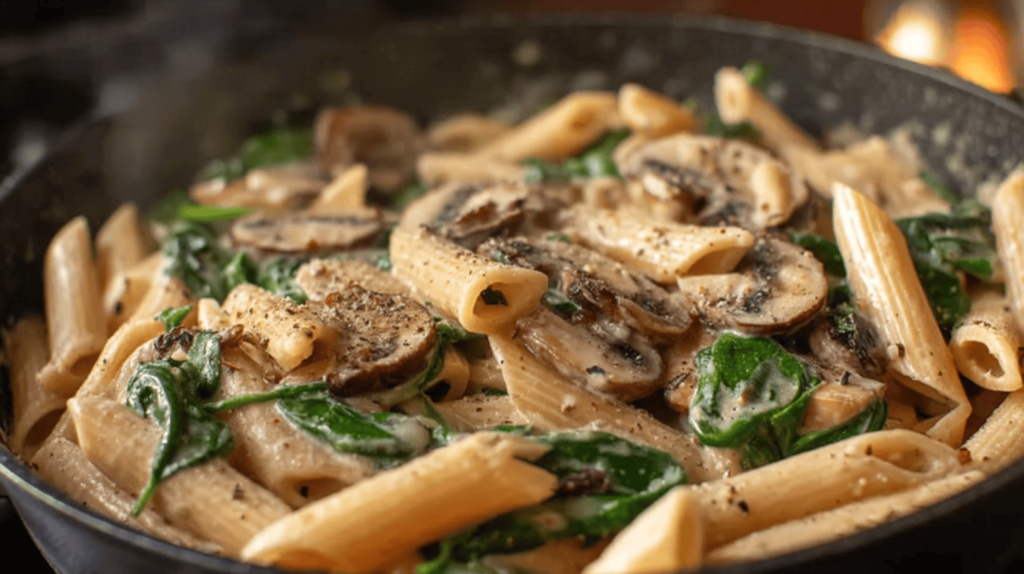 Creamy Mushroom And Spinach Pasta