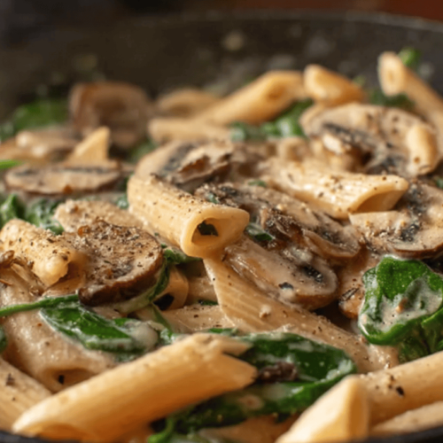 Creamy Mushroom And Spinach Pasta