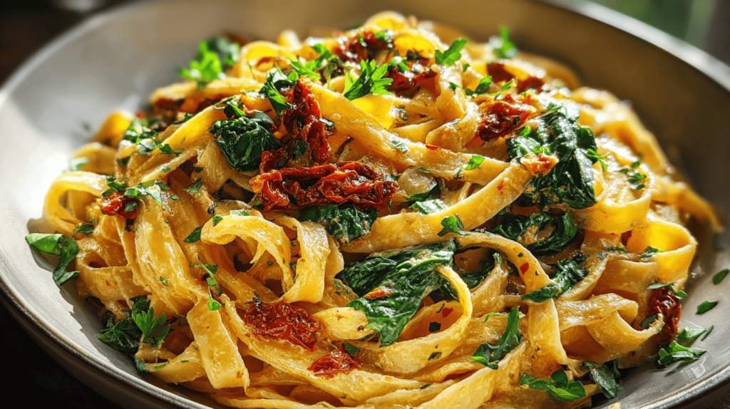 Creamy Sun Dried Tomato Vegan Pasta