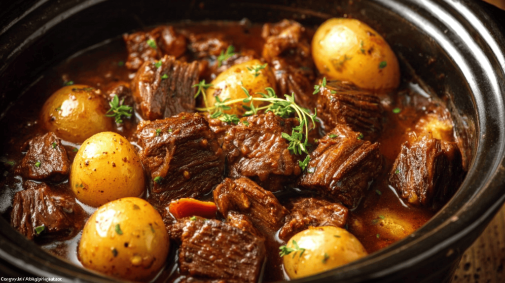 High Protein Slow Cooker Garlic Butter Beef Bites