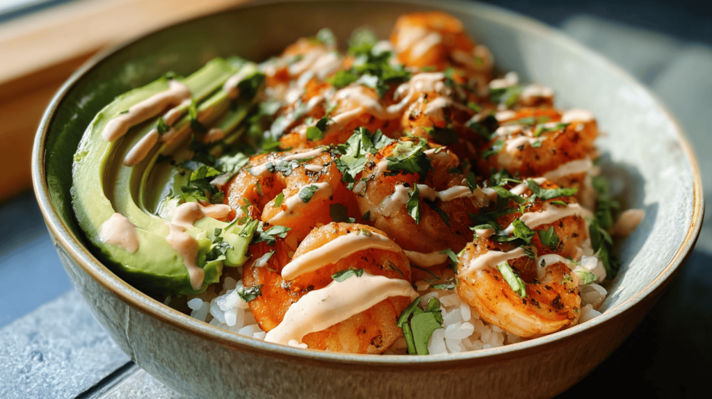 Shrimp Rice Bowls With Spicy Mayo