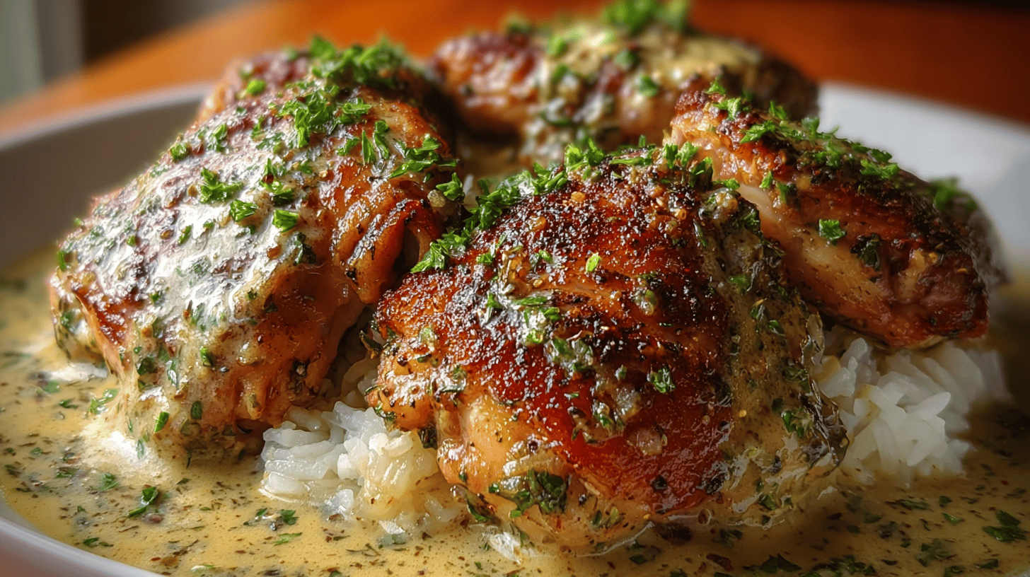 Smothered Chicken Thighs With Creamy Gravy