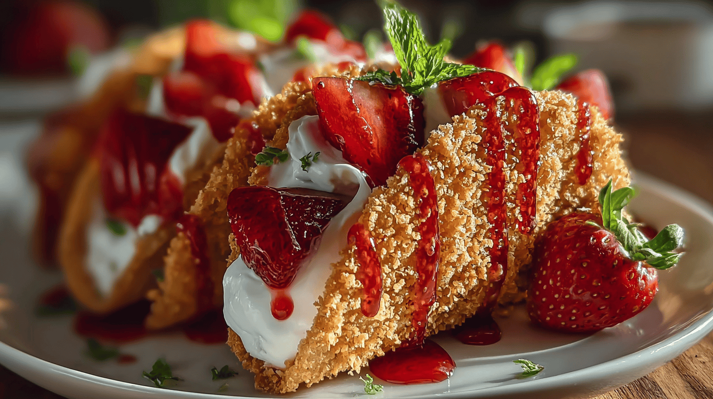 Strawberry Crunch Cheesecake Tacos