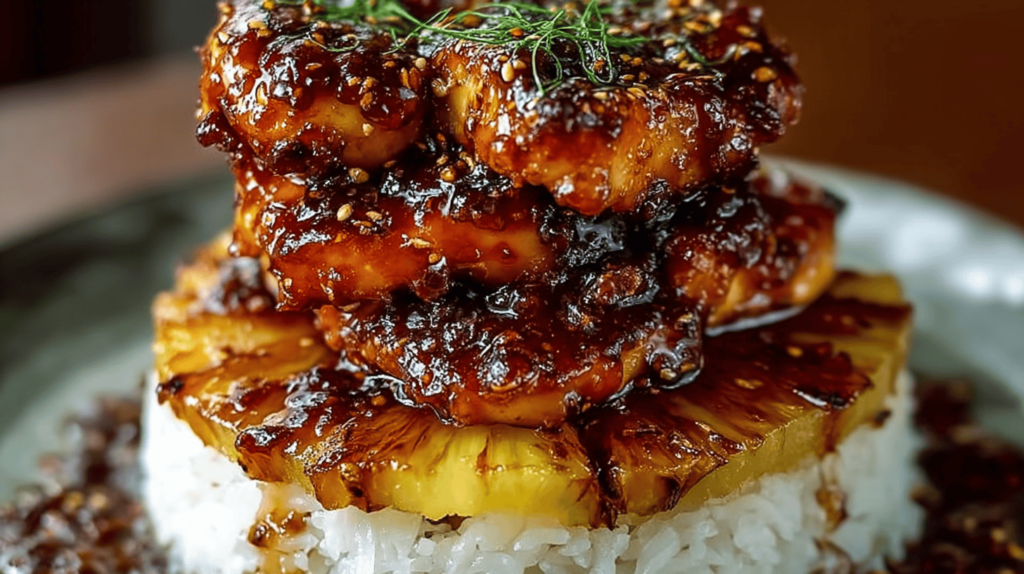 Hawaiian Huli Huli Chicken Stacks