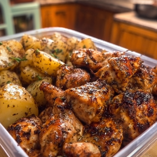 Creamy Garlic Chicken & Crispy Potatoes