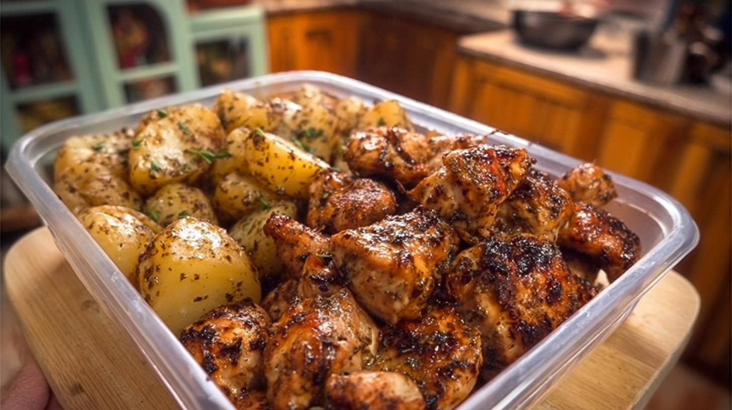 Creamy Garlic Chicken & Crispy Potatoes