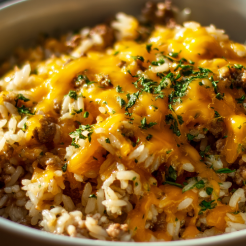 Cheesy Beef And Rice