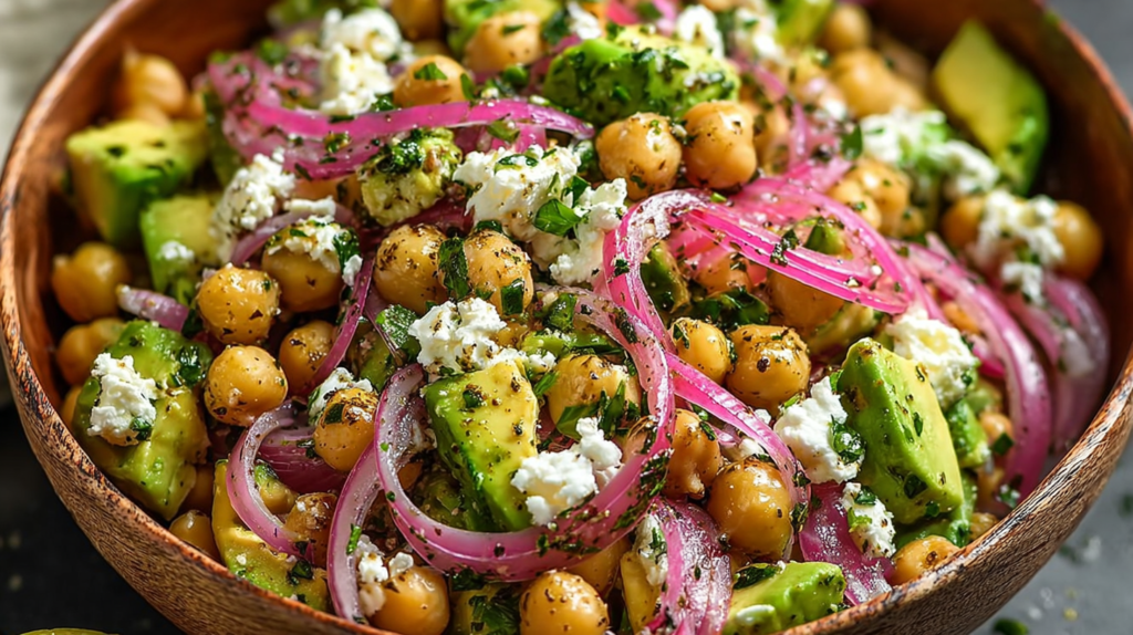 Chickpea Feta Avocado Salad