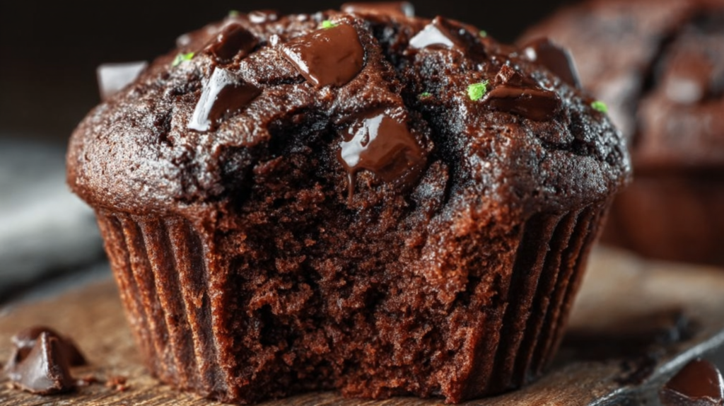Double Chocolate Chunk Zucchini Muffins