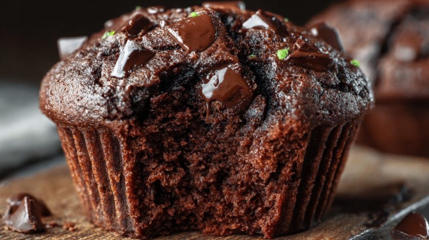 Double Chocolate Chunk Zucchini Muffins