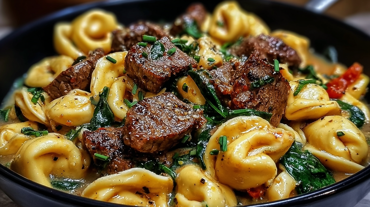Garlic Parmesan Steak Tortellini Recipe