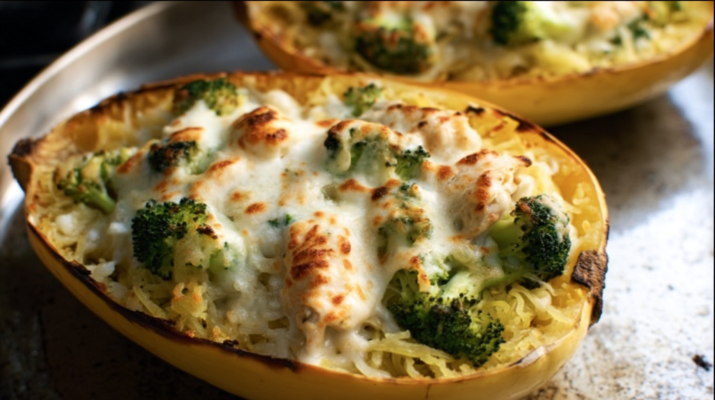 Pesto Chicken Stuffed Spaghetti