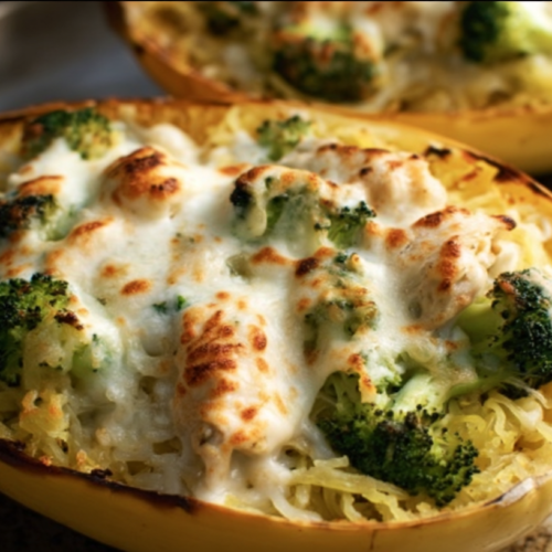 Pesto Chicken Stuffed Spaghetti