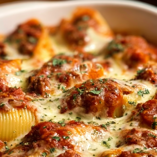 Baked Jumbo Shells Stuffed With Cheesy Taco Meat