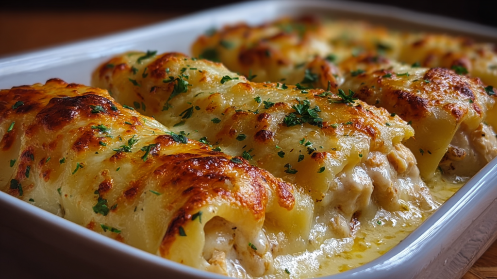 Chicken Alfredo Lasagna Rolls
