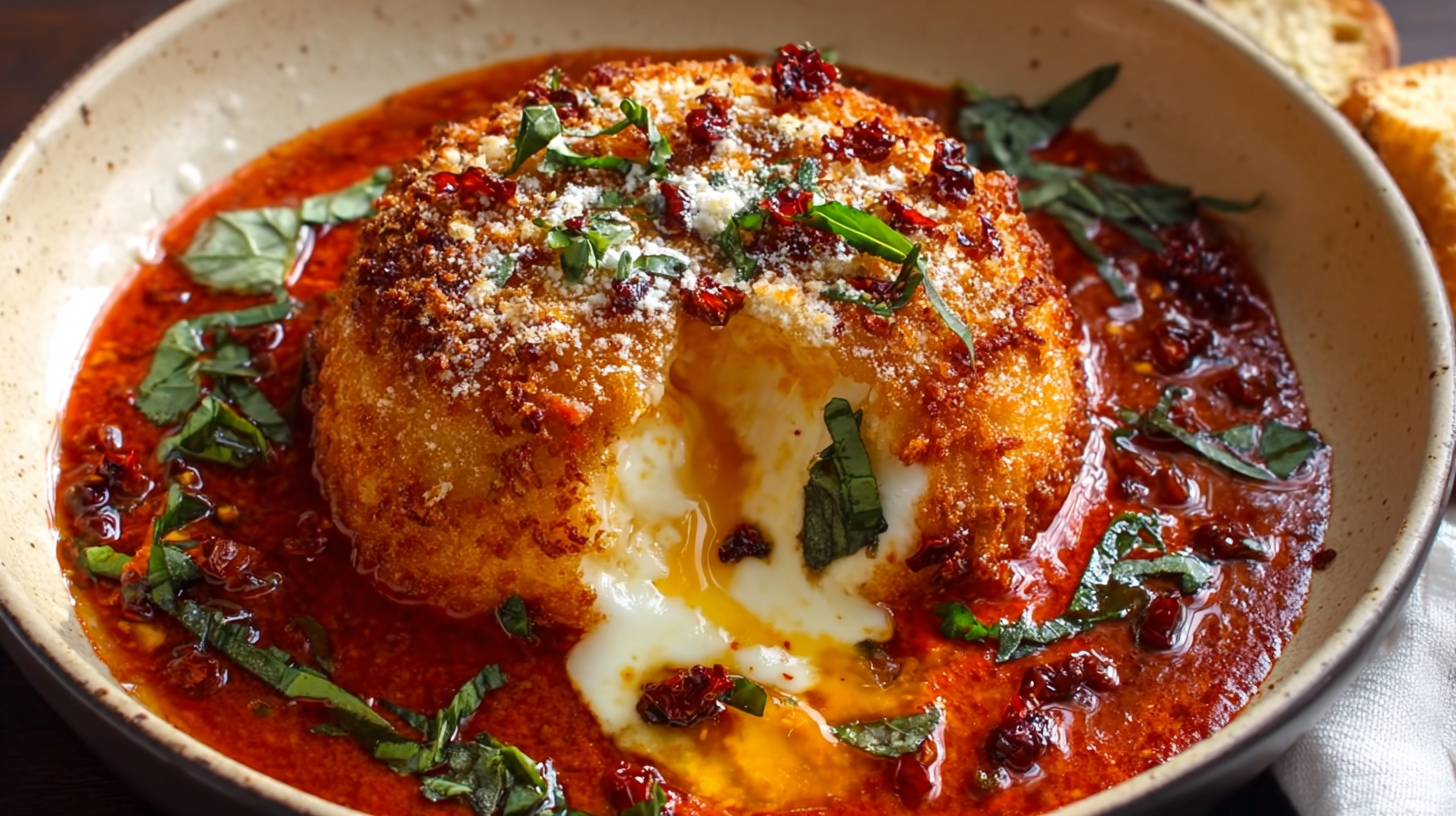 Fried Burrata With Spicy Sauce Bold