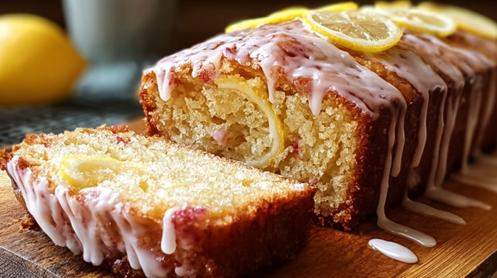 Lemon Rhubarb Loaf With Glaze