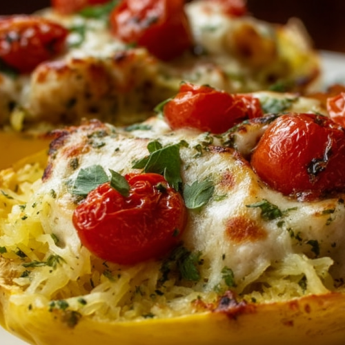 Pesto Chicken Stuffed Spaghett