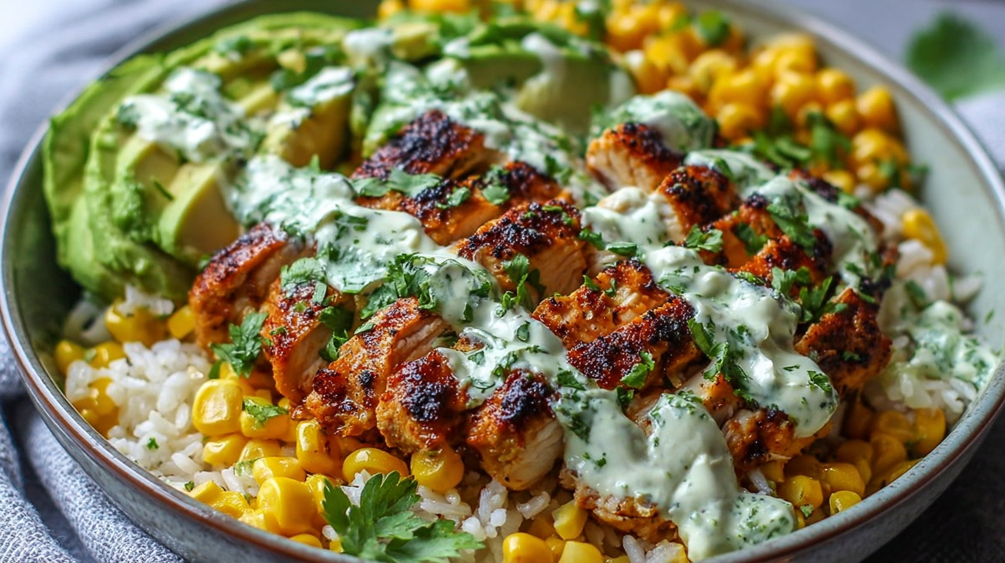 Street Corn Chicken Rice Bowl