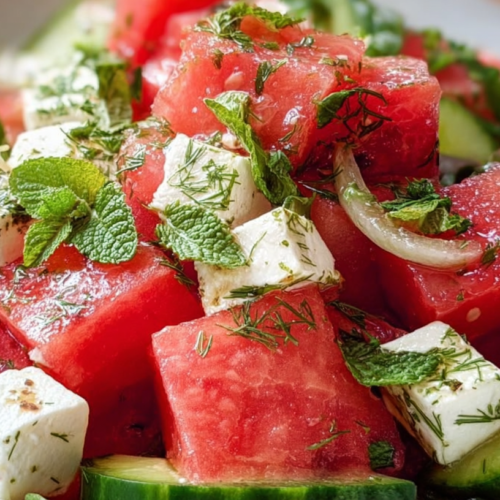 Watermelon Cucumber Feta Salad