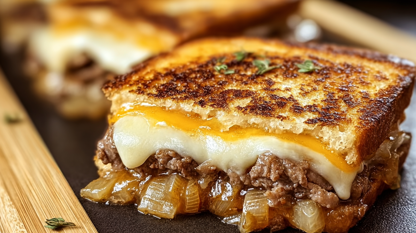 Ground Beef Grilled Cheese Sandwich