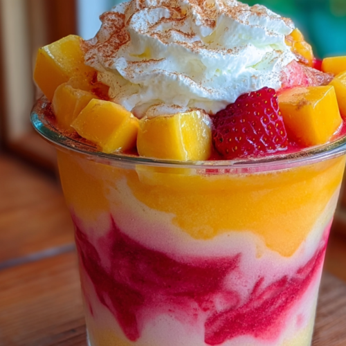 Tropical Pineapple Strawberry Swirl Slushie