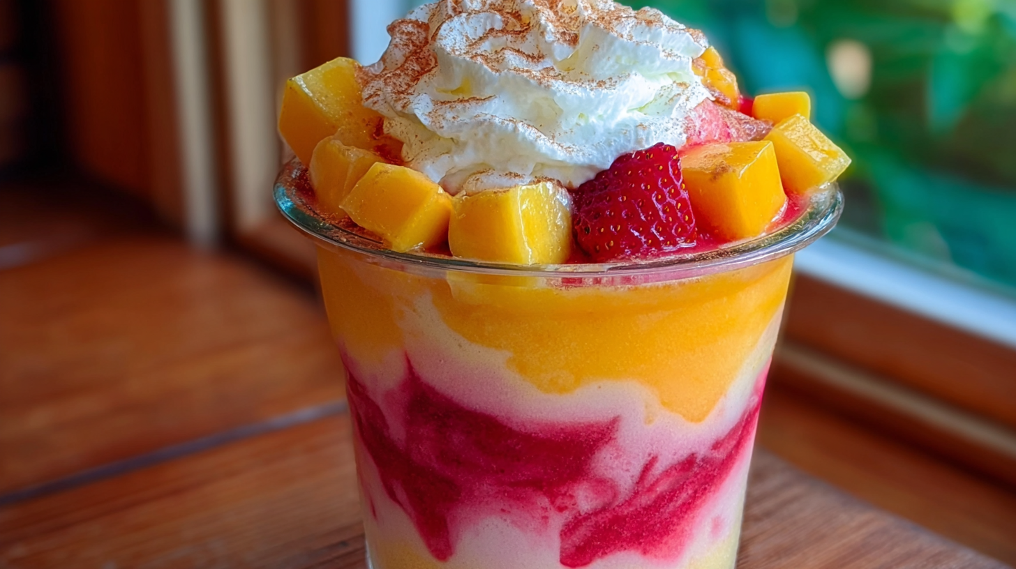 Tropical Pineapple Strawberry Swirl Slushie