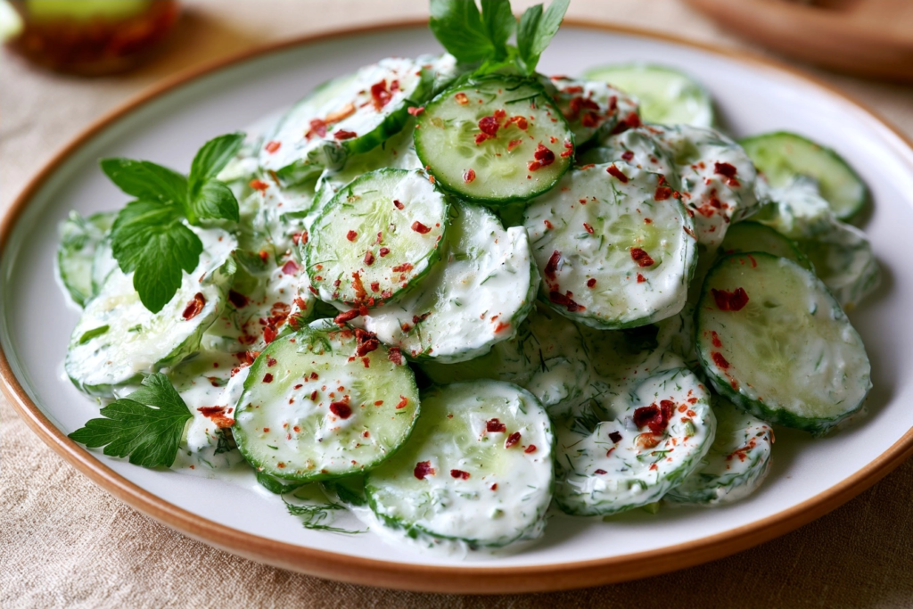 Salade croquante de concombre sauce Ranch : 1 recette facile