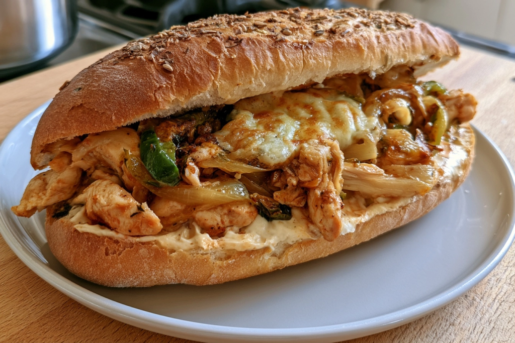 Sandwich Philly Cheesesteak au poulet : Recette Maison Inratable